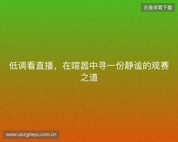 低调看直播，在喧嚣中寻一份静谧的观赛之道